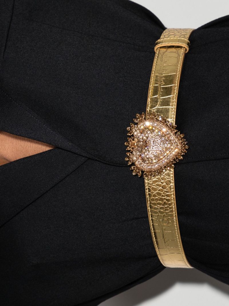 Gold Devotion Embellished Buckle Leather Belt