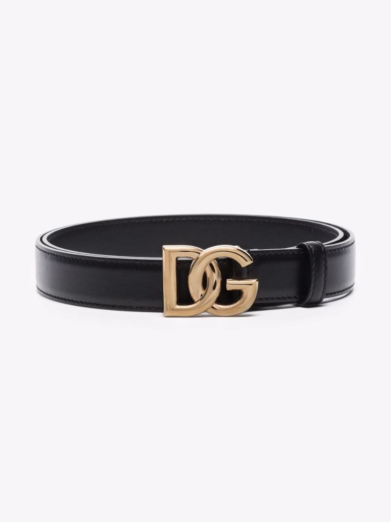 Black Logo Leather Belt