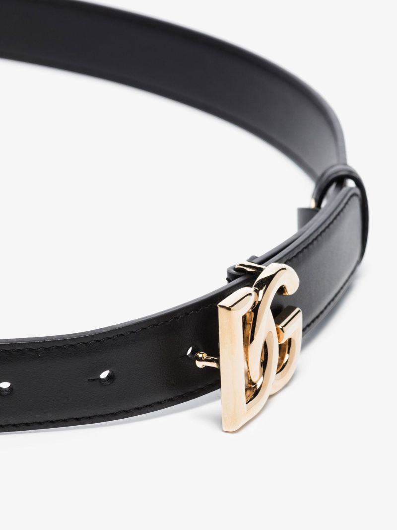 Black Logo Leather Belt