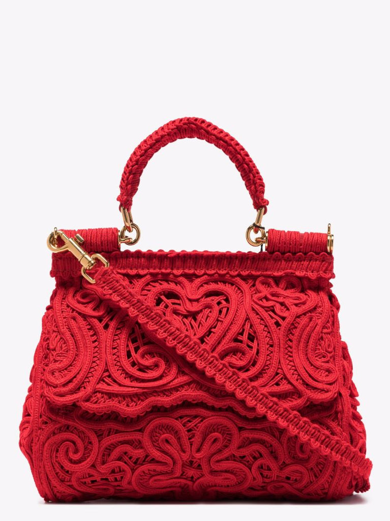 Red Sicily Crochet Small Tote Bag