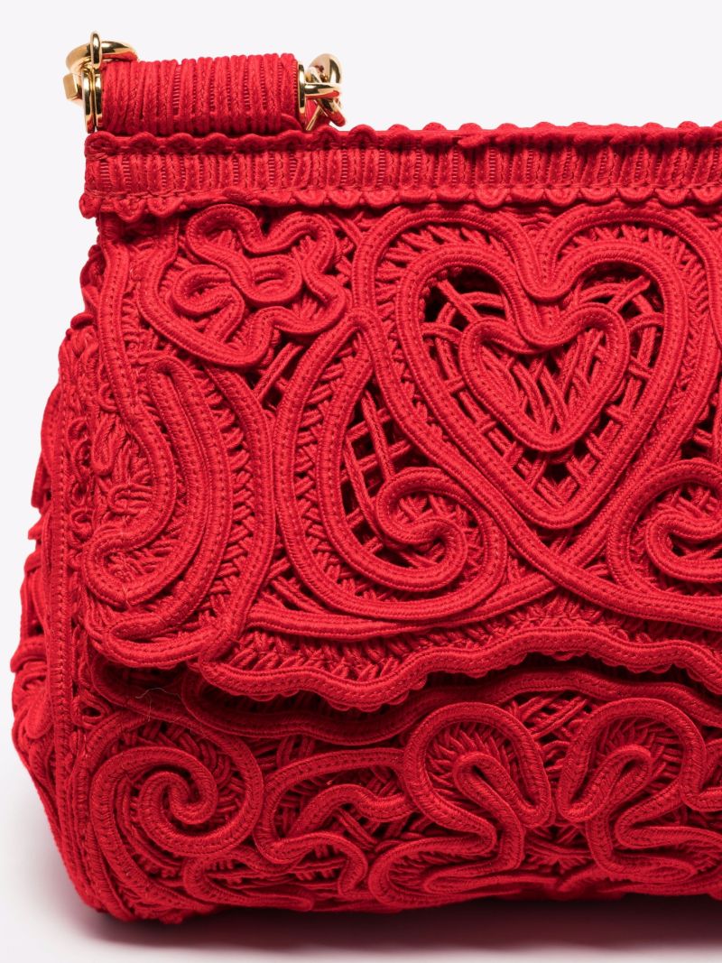 Red Sicily Crochet Small Tote Bag