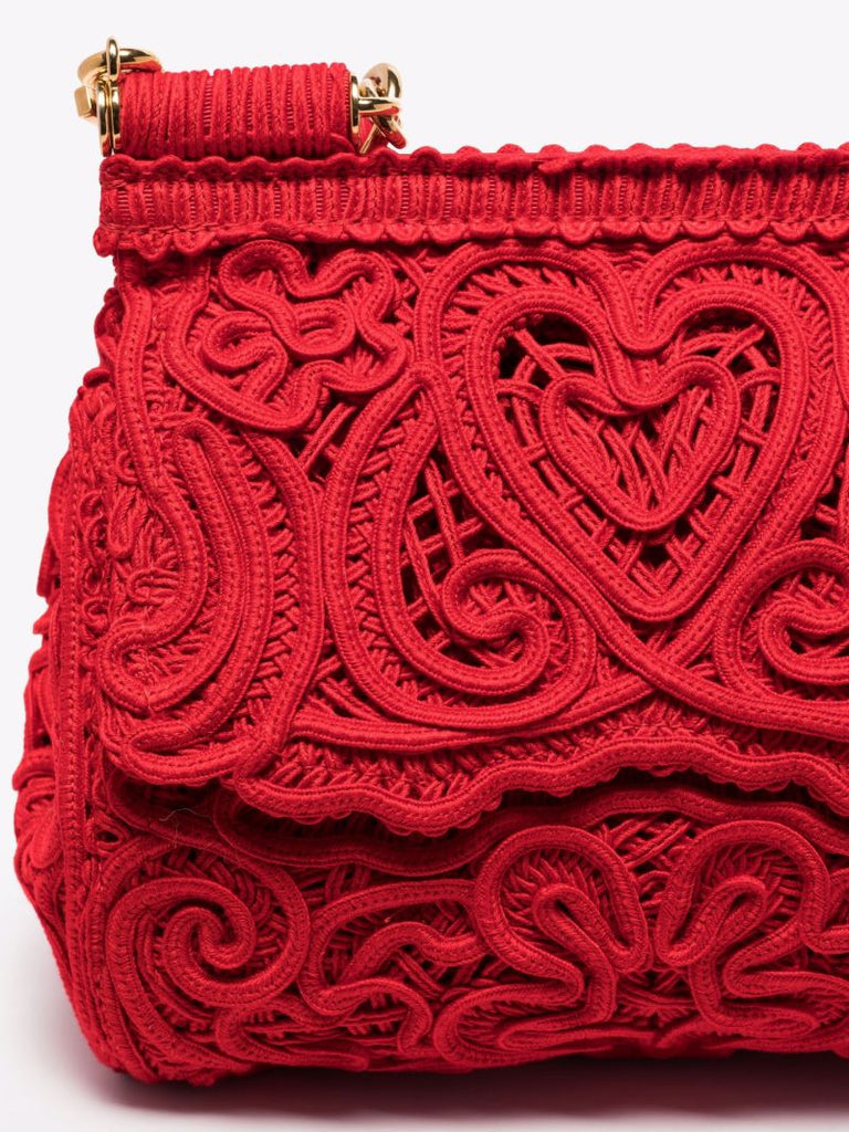 Red Sicily Crochet Small Tote Bag