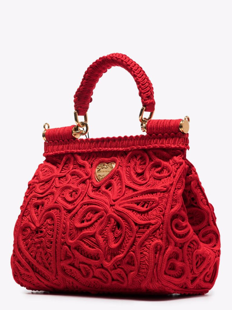 Red Sicily Crochet Small Tote Bag