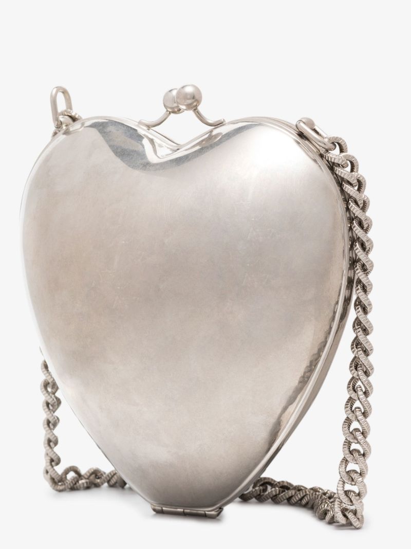 Silver Tone Devotion Crystal Heart Cross Body Bag