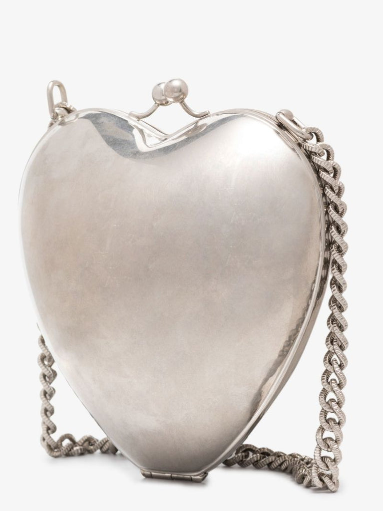 Silver Tone Devotion Crystal Heart Cross Body Bag