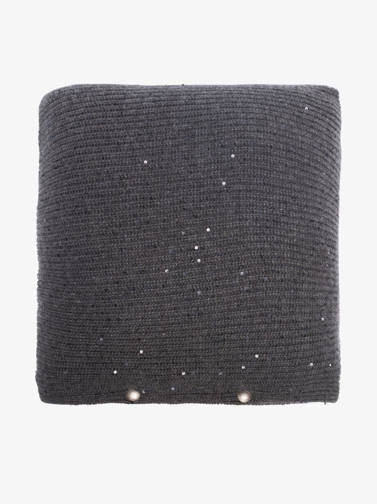 Grey Embellished Knit Cushion