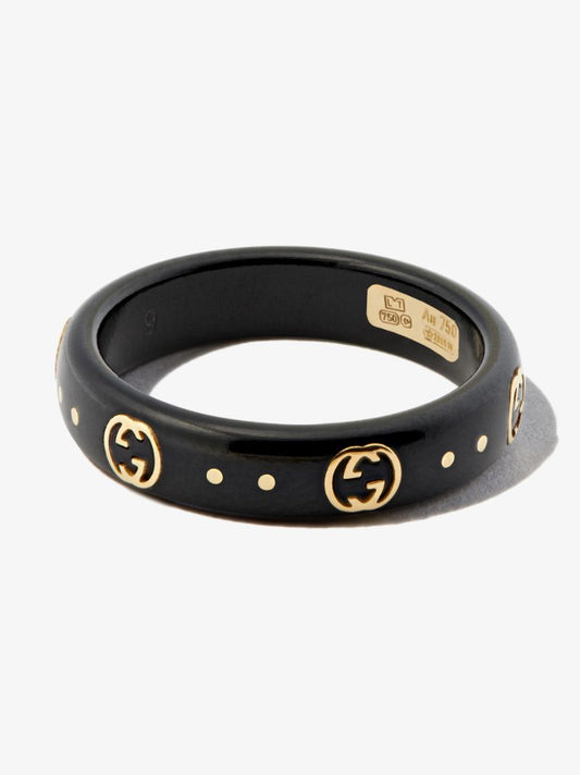 18k Yellow Gold Icon Logo Ring