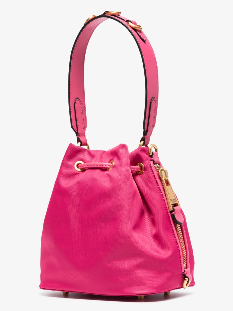 Pink Logo Plaque Bucket Bag