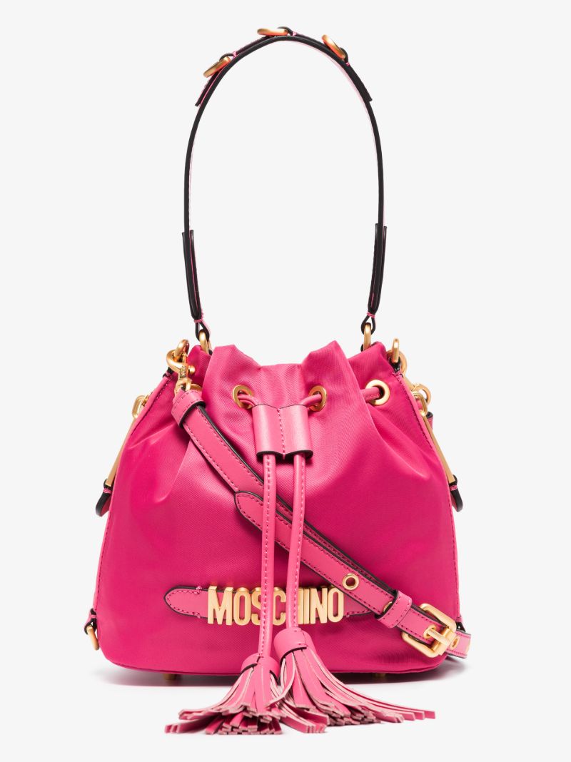 Pink Logo Plaque Bucket Bag