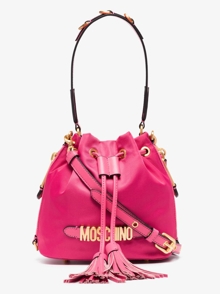 Pink Logo Plaque Bucket Bag
