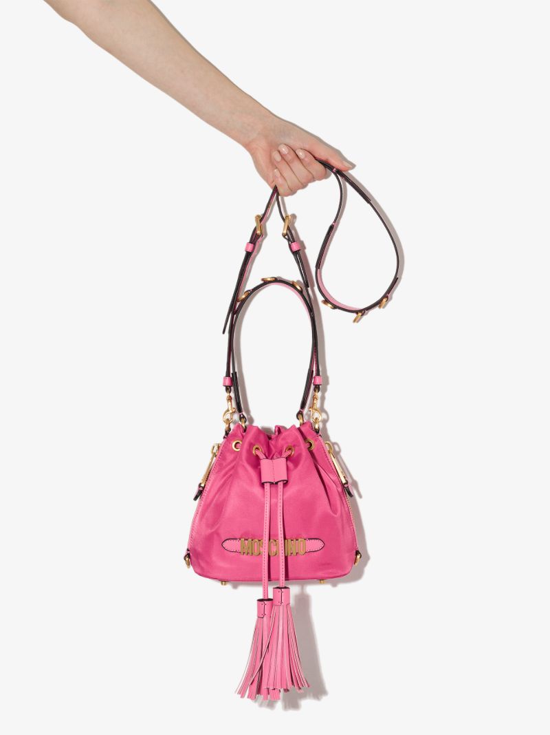 Pink Logo Plaque Bucket Bag