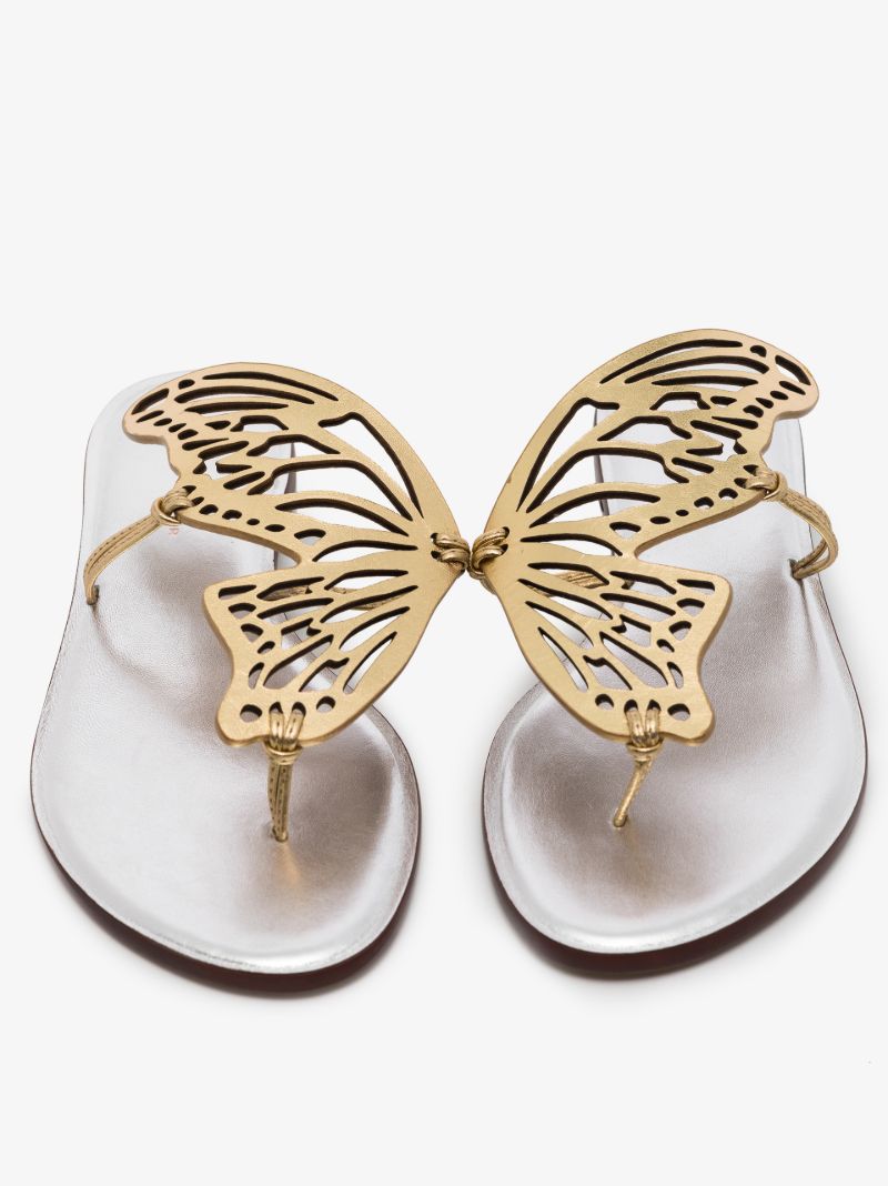 Gold Talulah Butterfly Leather Sandals