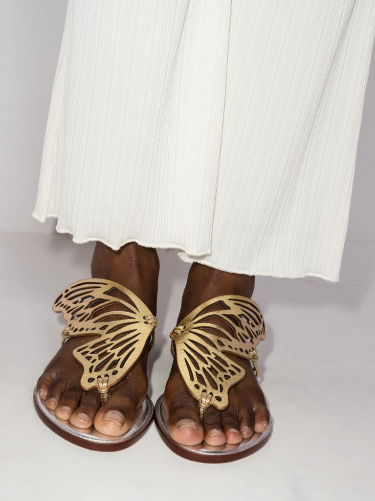Gold Talulah Butterfly Leather Sandals