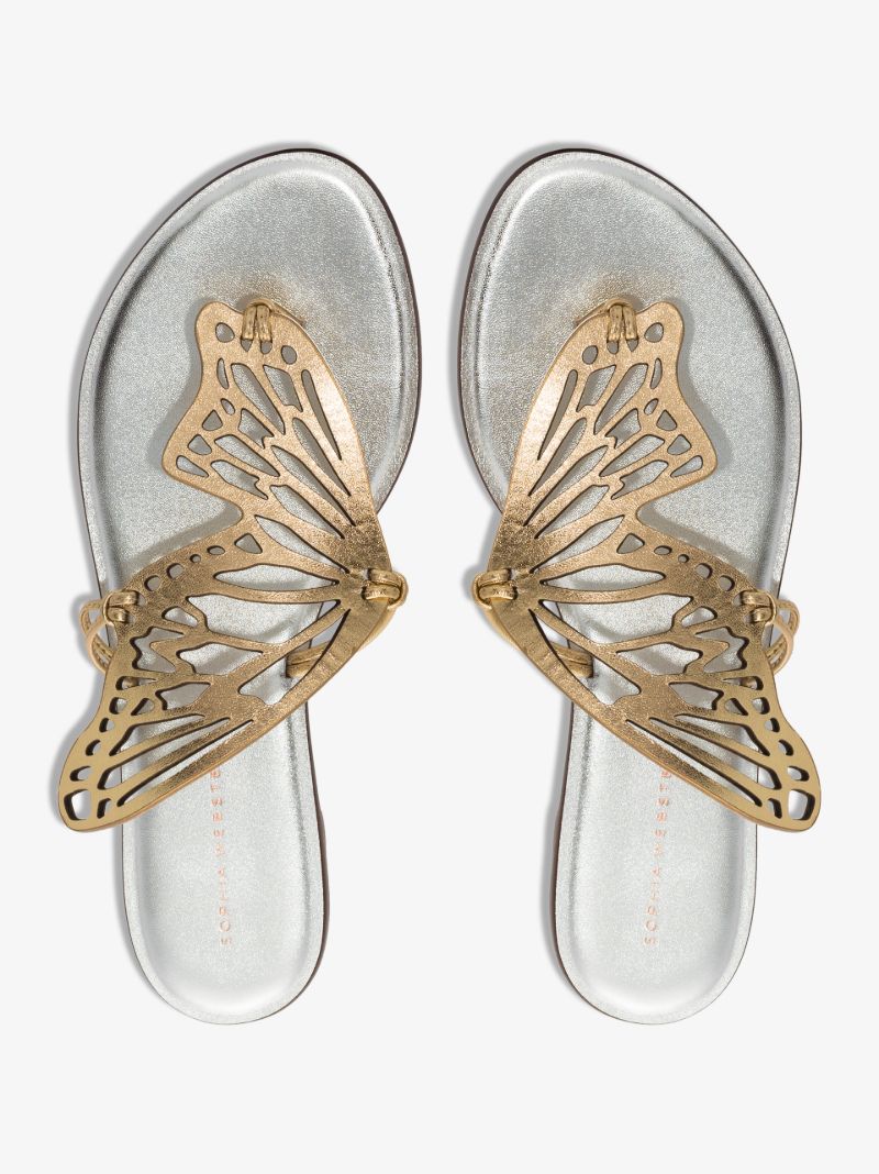 Gold Talulah Butterfly Leather Sandals