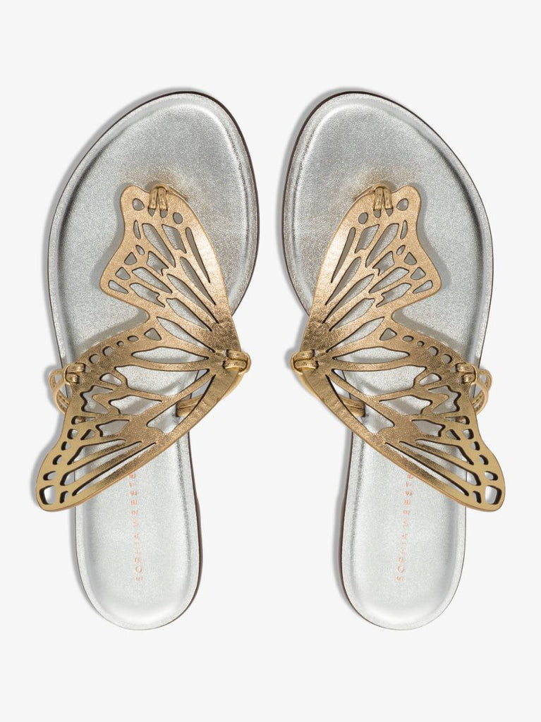 Gold Talulah Butterfly Leather Sandals