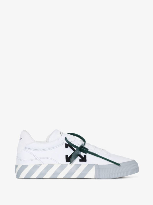 White and Grey Vulcanised Low Top Sneakers