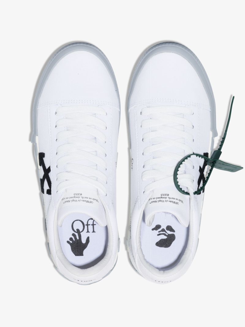 White and Grey Vulcanised Low Top Sneakers