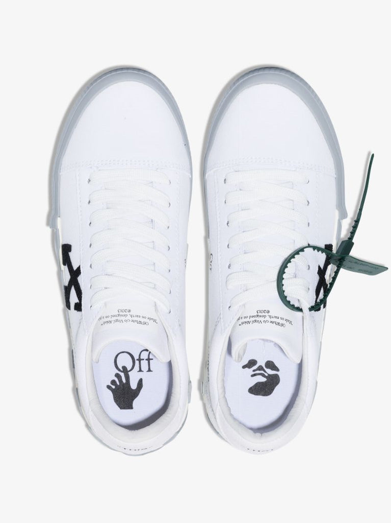 White and Grey Vulcanised Low Top Sneakers