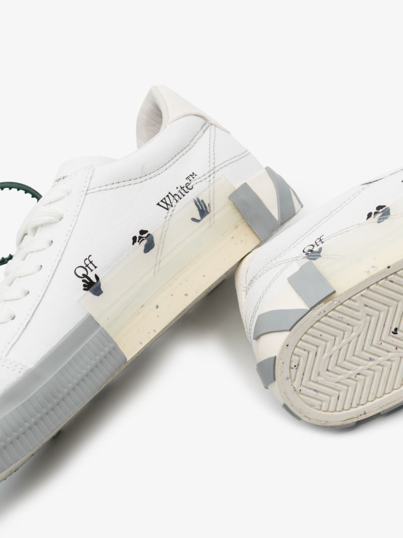 White and Grey Vulcanised Low Top Sneakers
