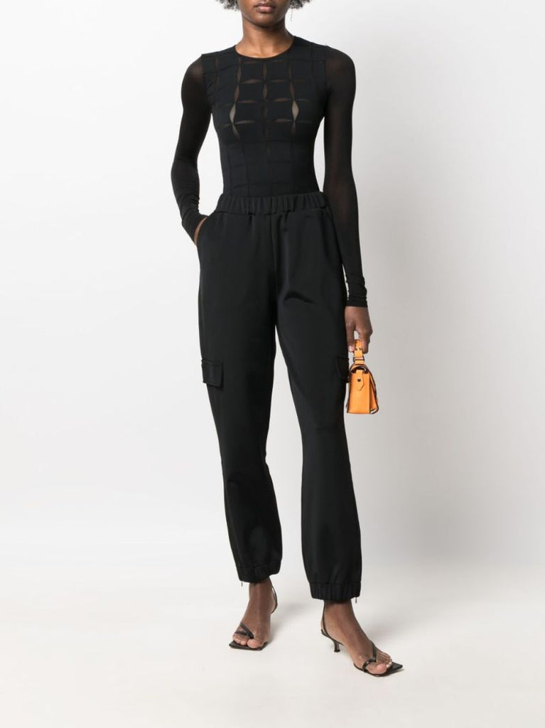 Black Anniversary String Cut Out Bodysuit