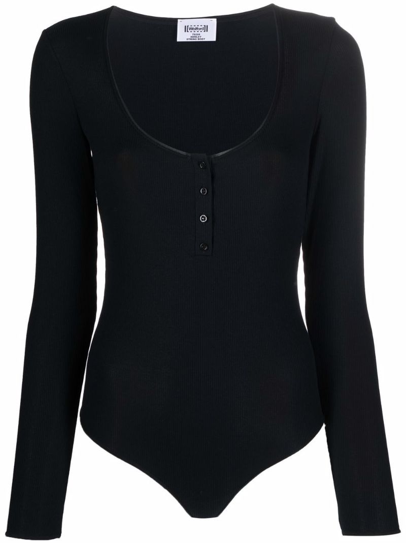 Black Henley String Bodysuit