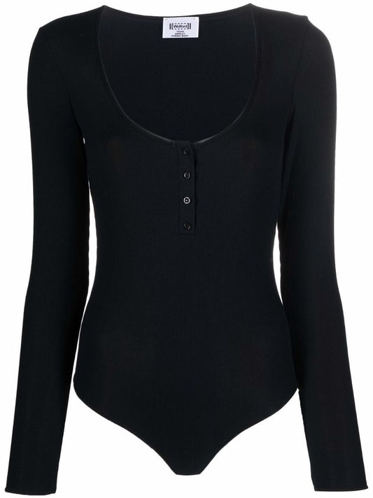 Black Henley String Bodysuit