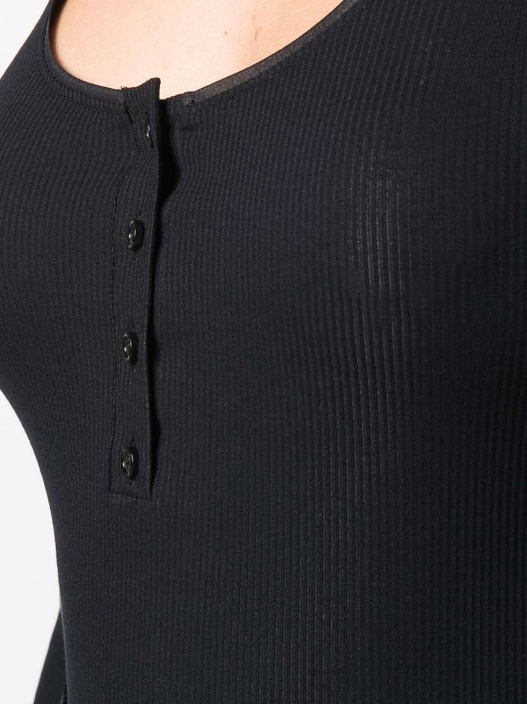 Black Henley String Bodysuit