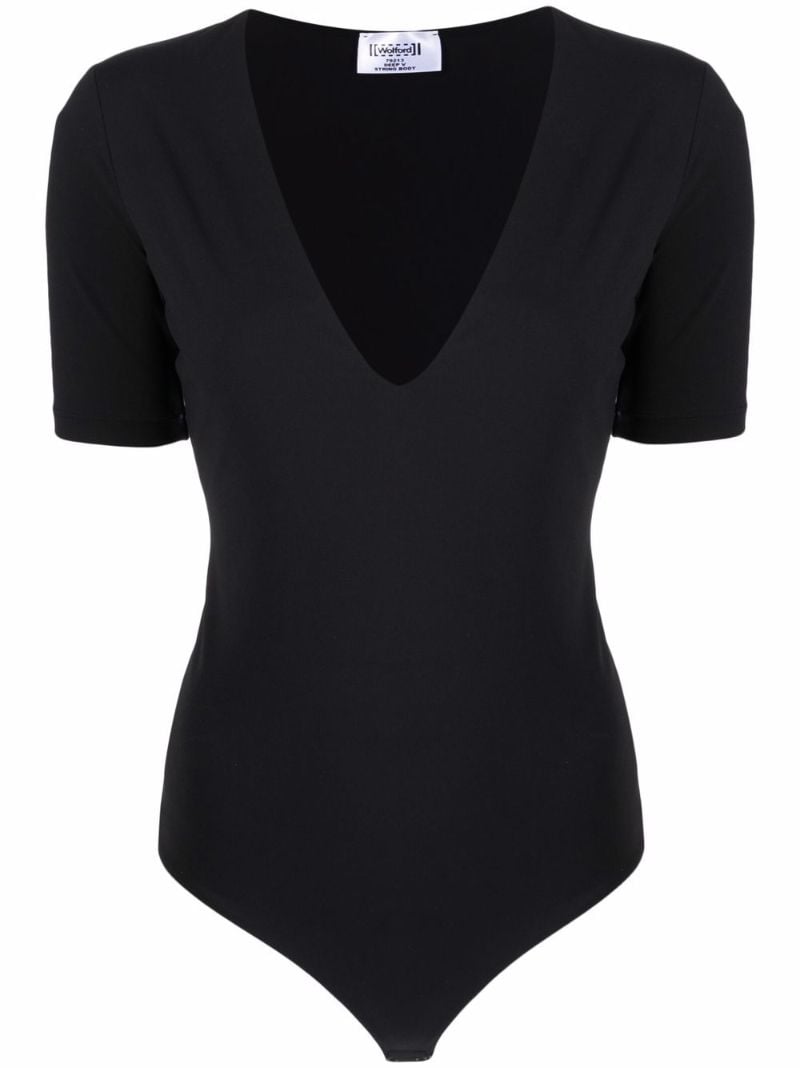 Black Deep V String Bodysuit