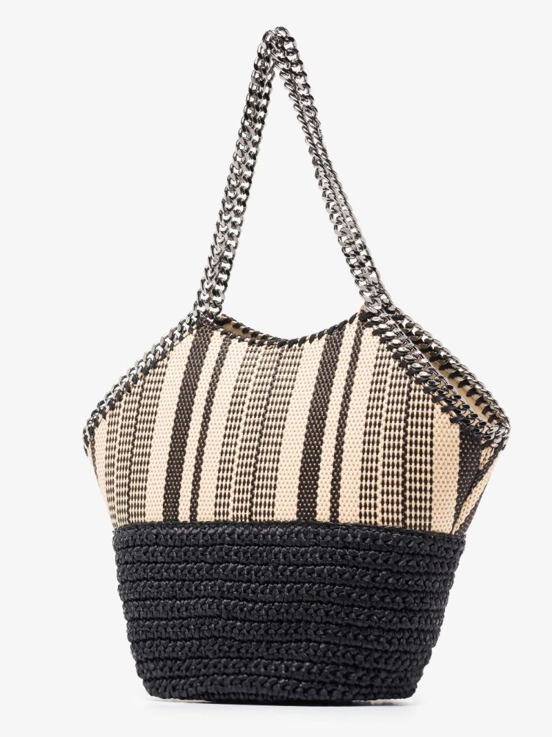 Black Falabella Medium Raffia Tote Bag