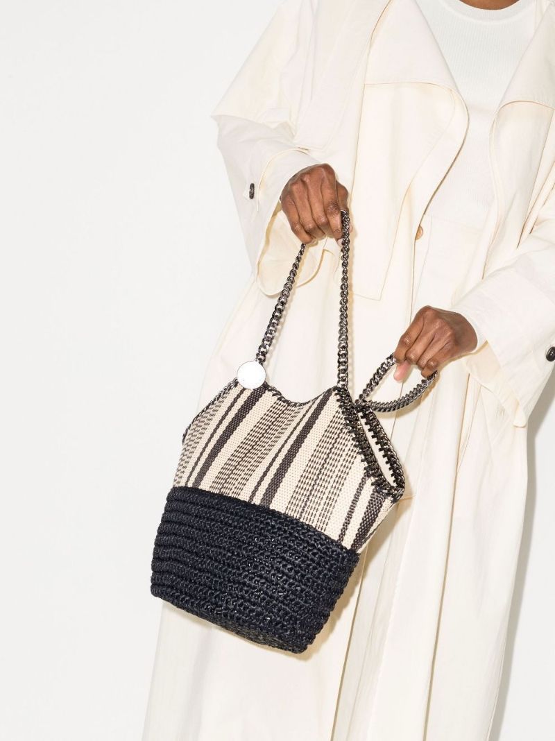 Black Falabella Medium Raffia Tote Bag