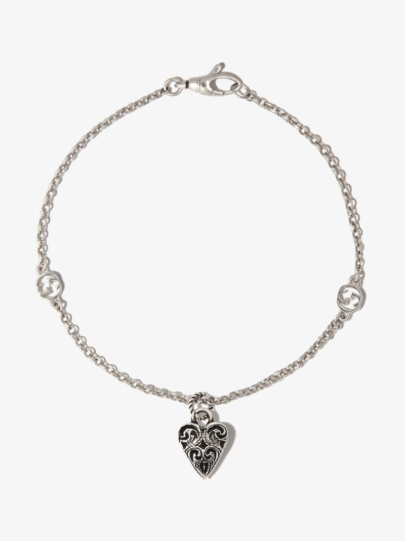 Sterling Silver Engraved Heart Charm Bracelet