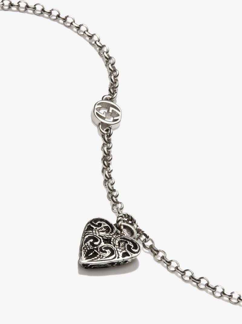 Sterling Silver Engraved Heart Charm Bracelet