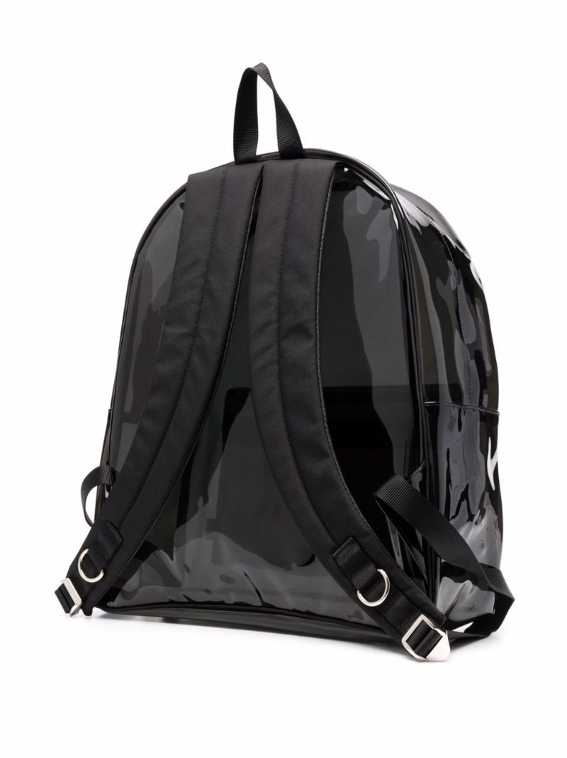 Black Slogan-print Transparent Backpack