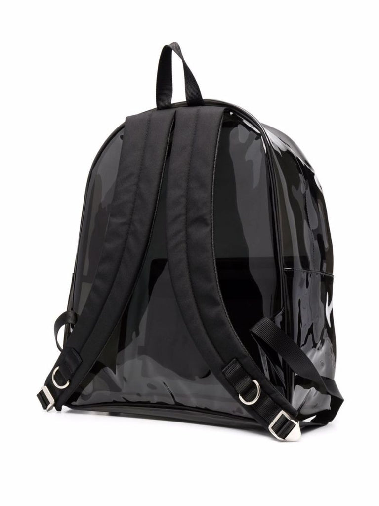 Black Slogan-print Transparent Backpack