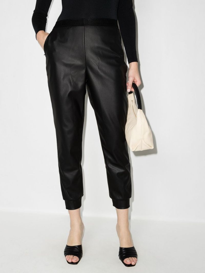 Tapered Faux Leather Track Pants