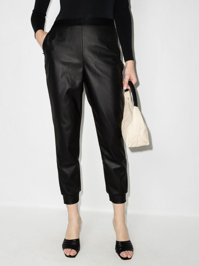 Tapered Faux Leather Track Pants