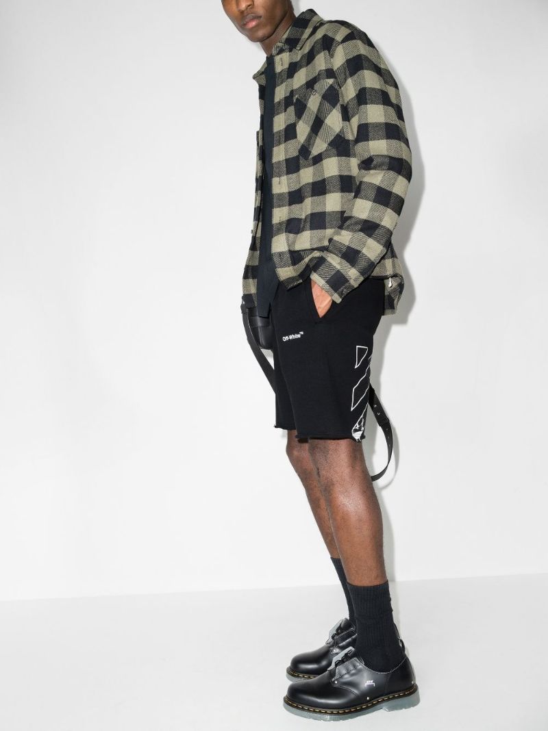 Black Caravaggio Diag Print Track Shorts