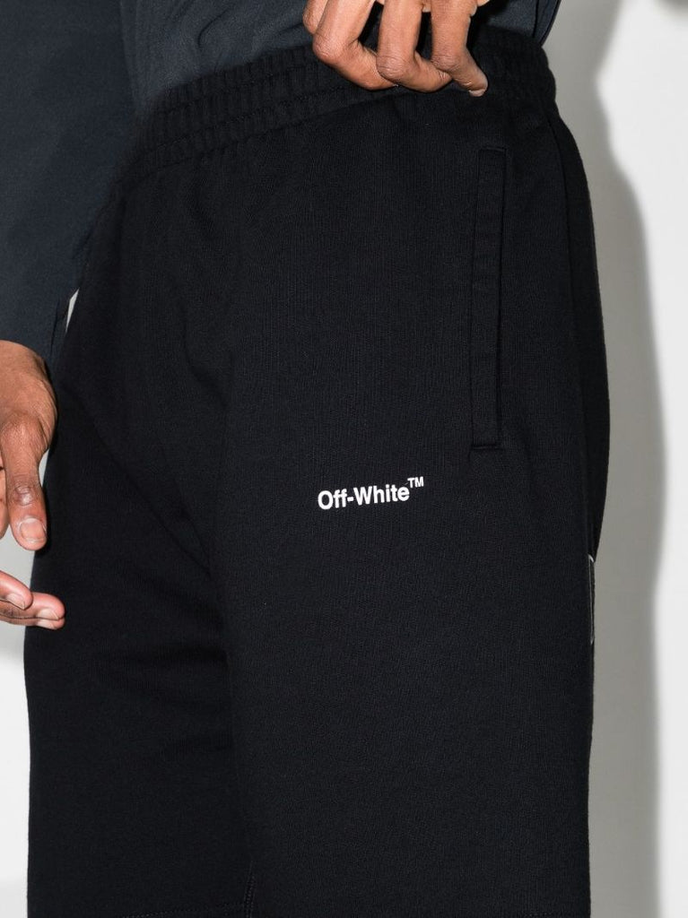 Black Caravaggio Diag Print Track Shorts