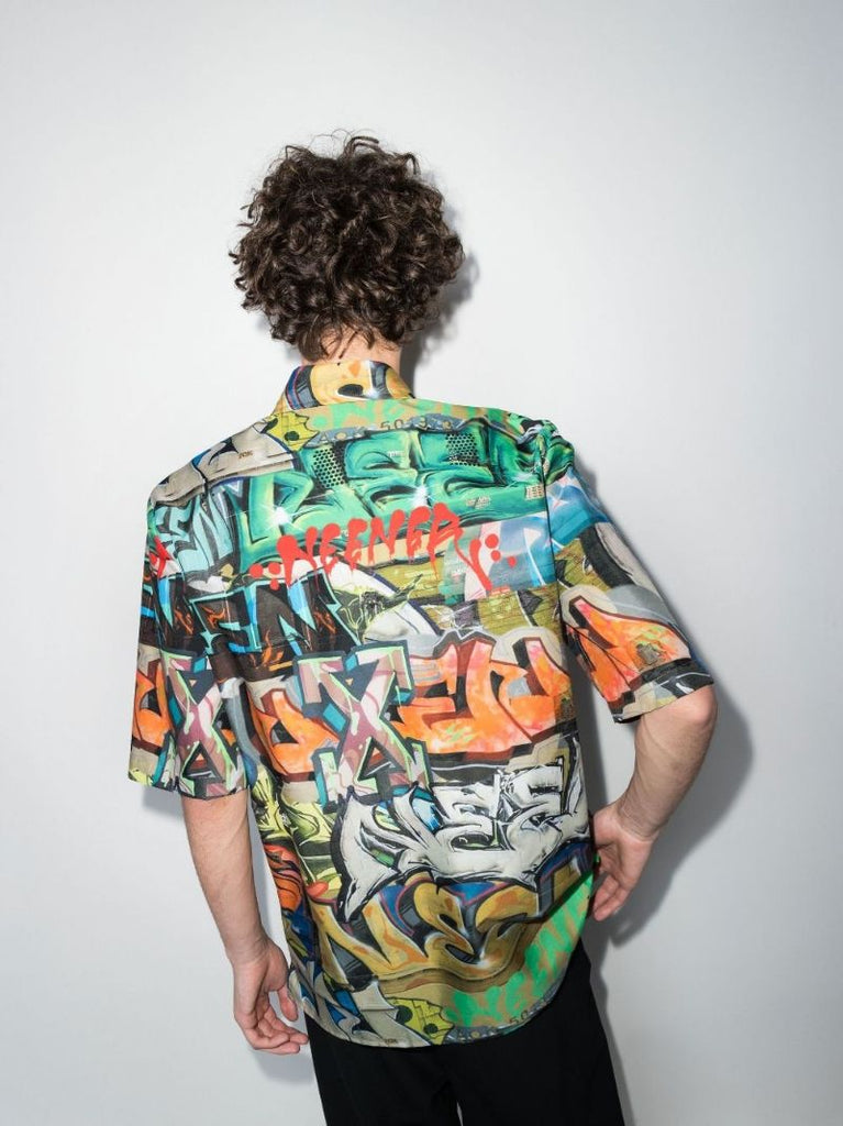 Multicoloured Neen Graffiti Print Shirt