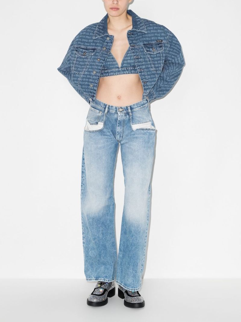 Logo Denim Bralette Top