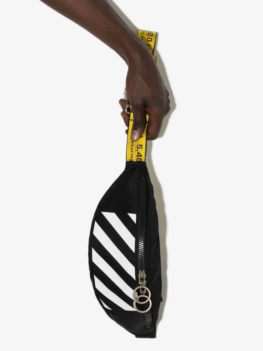 Black Binder Diagonals Belt Bag