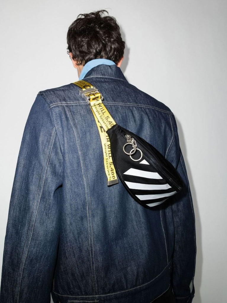 Black Binder Diagonals Belt Bag