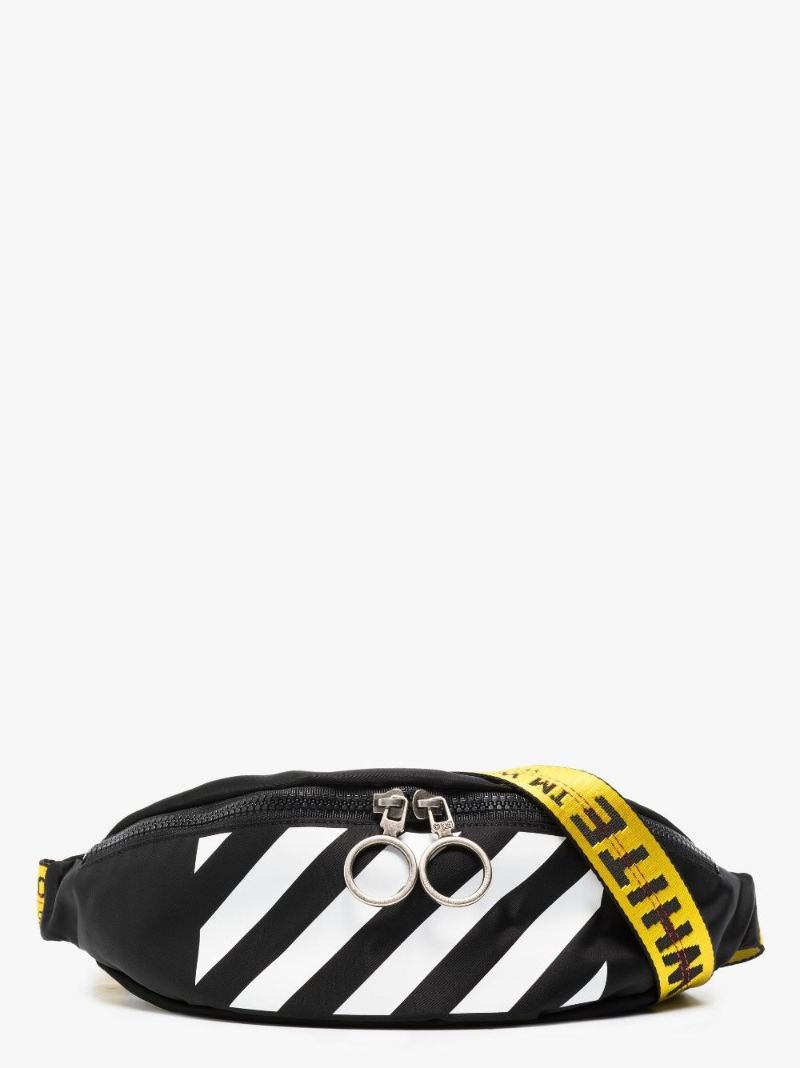Black Binder Diagonals Belt Bag