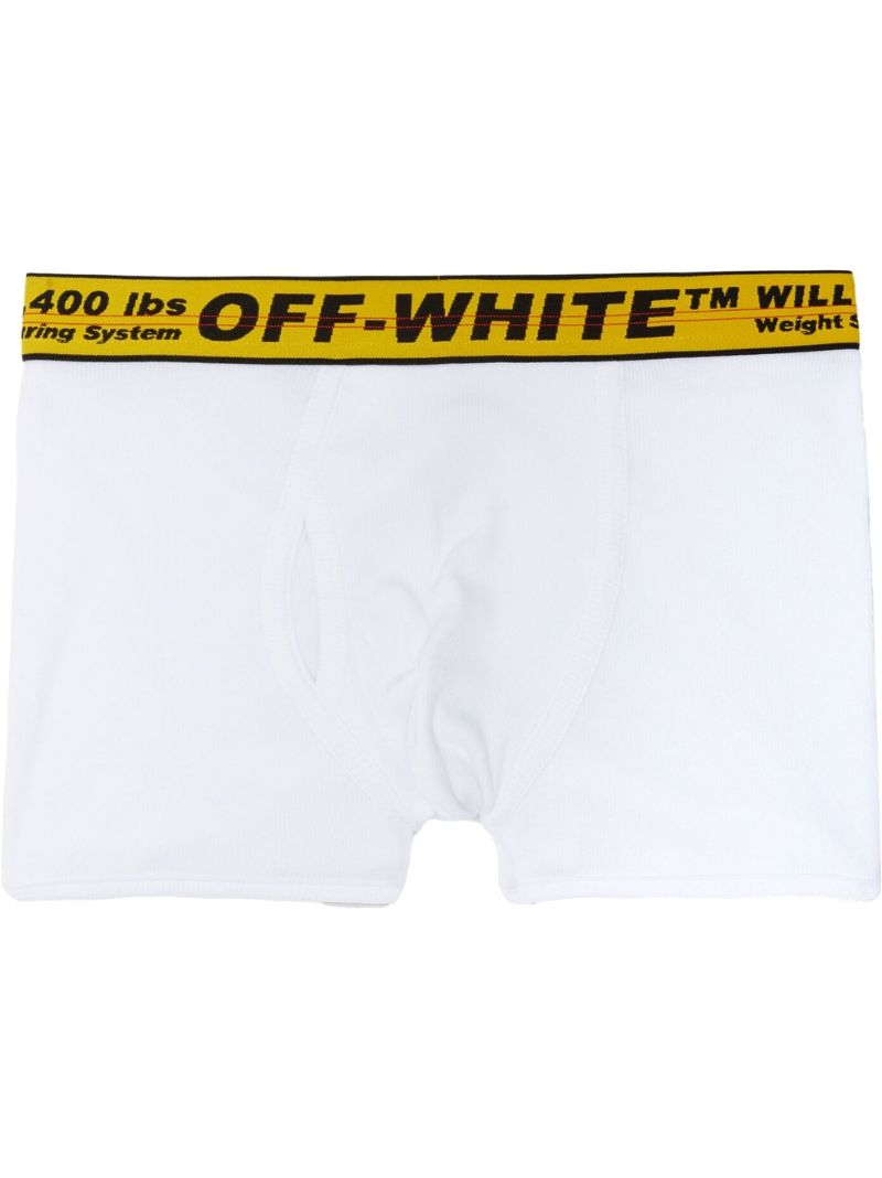 White Industrial Cotton Boxer Briefs Set