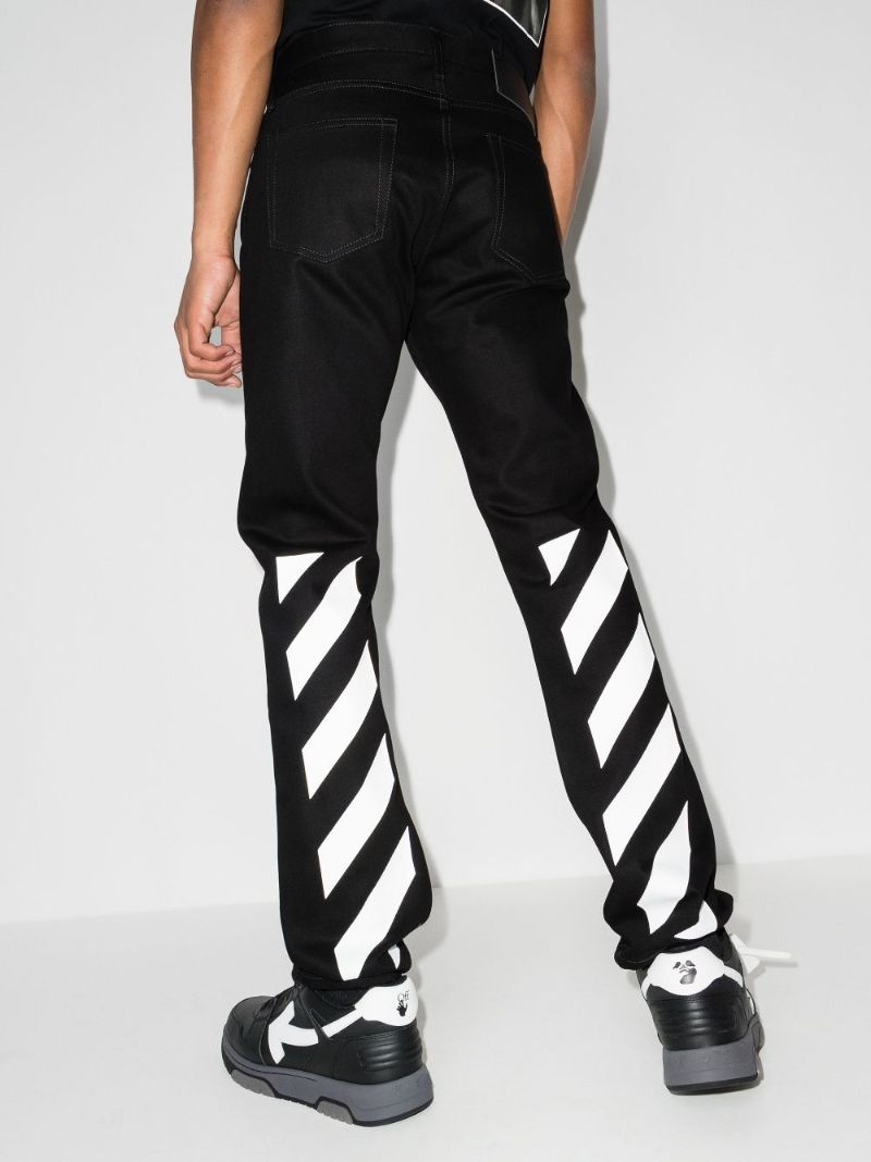 Diag Print Slim Leg Jeans