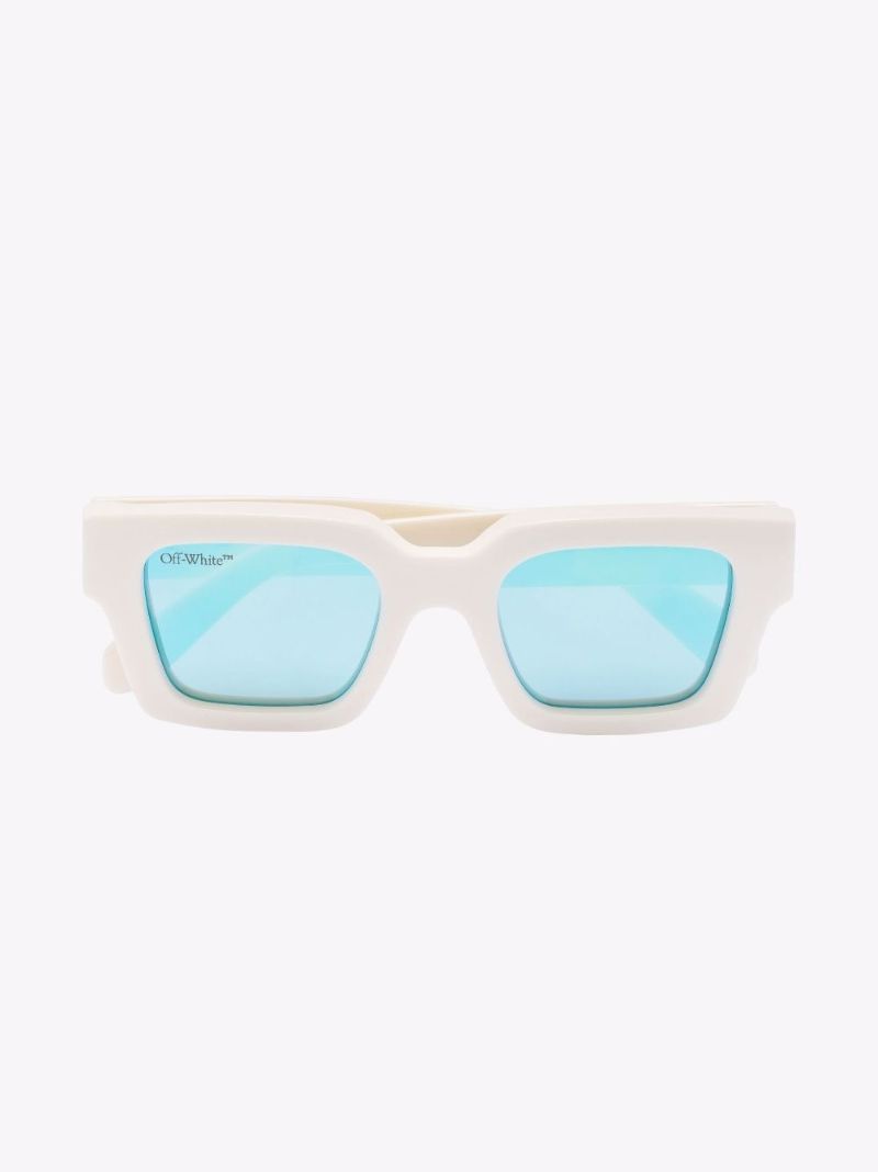 White Virgil Square Sunglasses