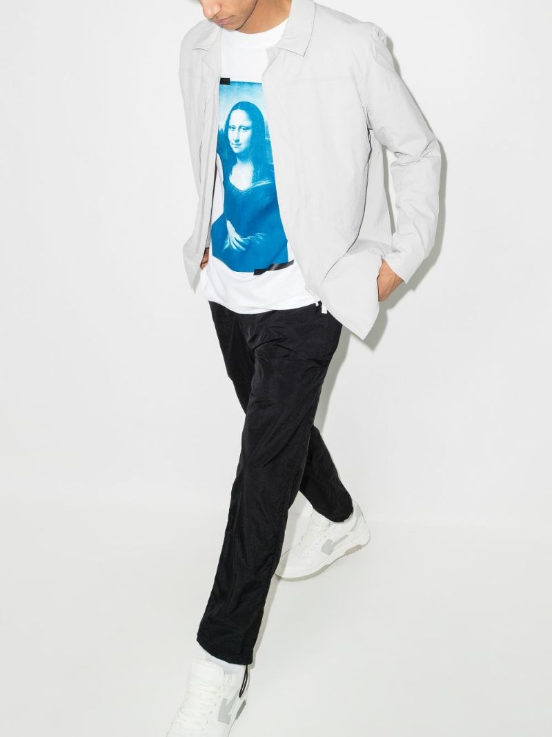 White Mona Lisa Print Cotton T-shirt