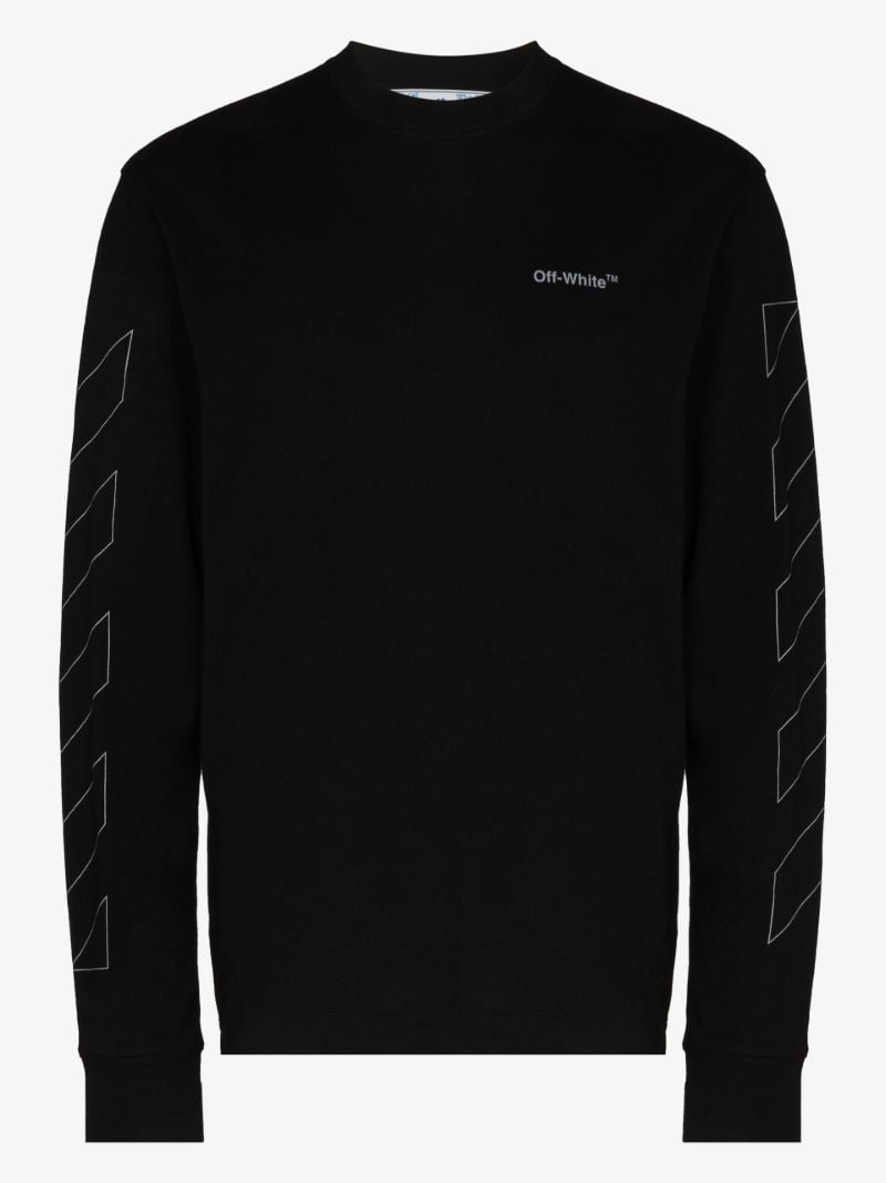 Diag Print Long Sleeve Cotton T-shirt