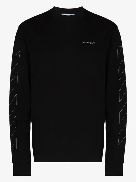 Diag Print Long Sleeve Cotton T-shirt