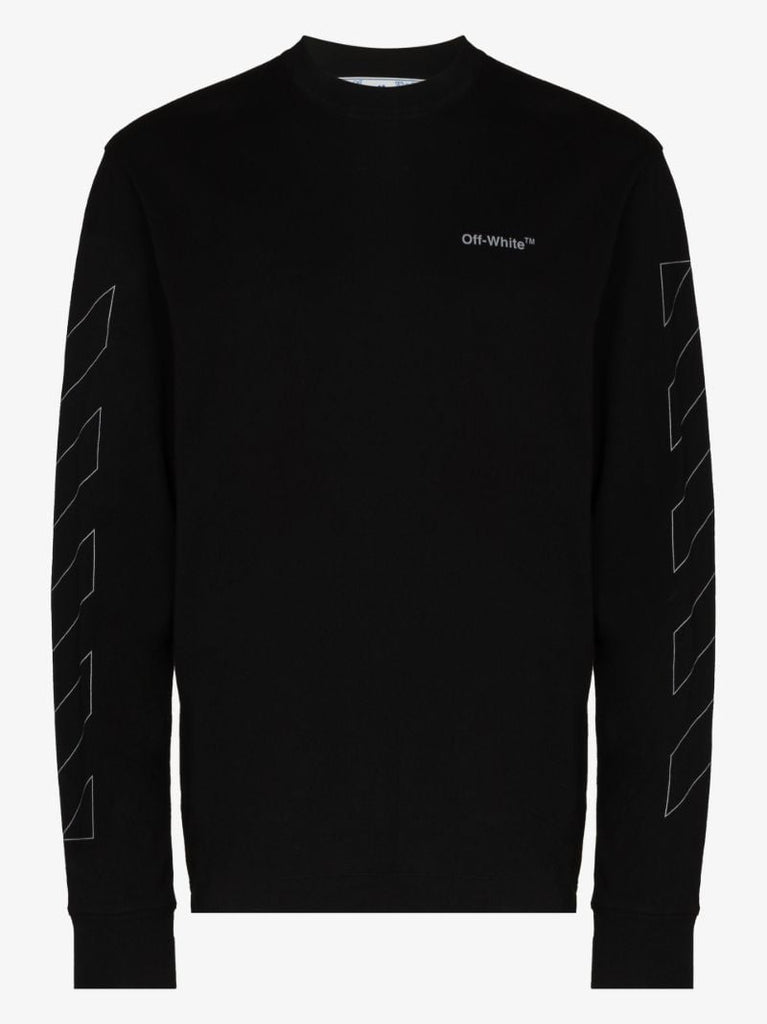 Diag Print Long Sleeve Cotton T-shirt